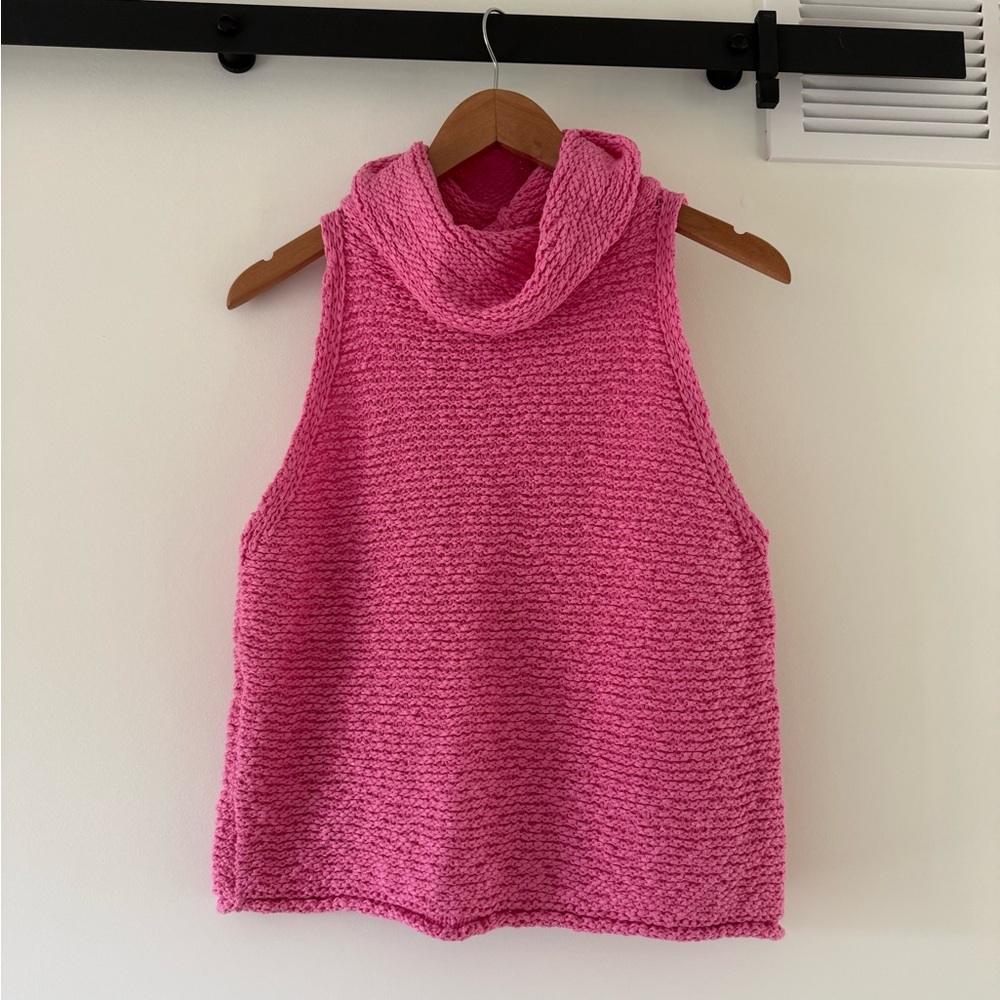 Pilcro Pink Cowl Neck Sleeveless Sweater
